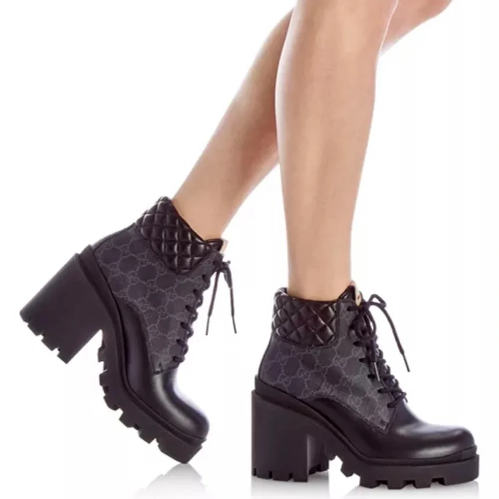 Gucci Black Quilted Ankle Boots - Picture 2 of 5